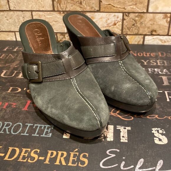 Cole Haan Suede Buckle Clogs 7 - Picture 1 of 10